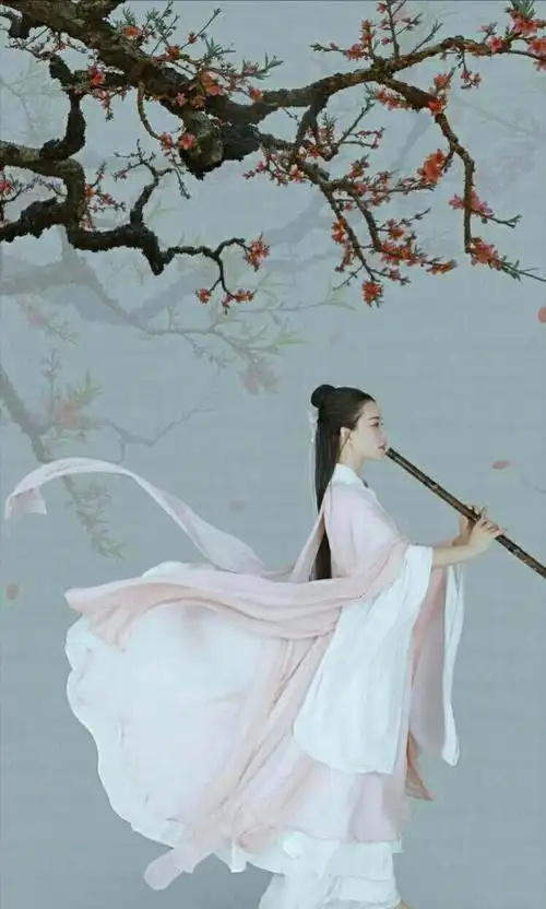 其它 吹笛女子 写美篇一个青草味的女子 独立空旷暮色 唇边,一支长笛