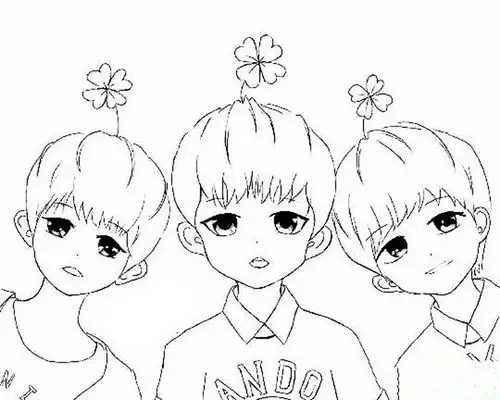 儿童人物简笔画,tfboys简笔画