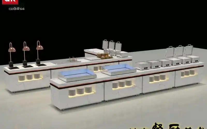 迪克品牌移动布菲台 酒店自助餐台布菲车 食物保温取餐台 灯光台效果