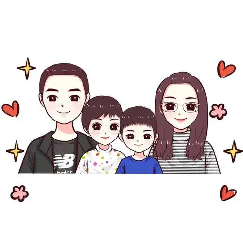 一家四口全家福合集,简单的手绘设计,好看吗?