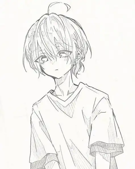 由于人物黑白动漫素材插画绘画线稿手绘女生男生长发短发转载画画