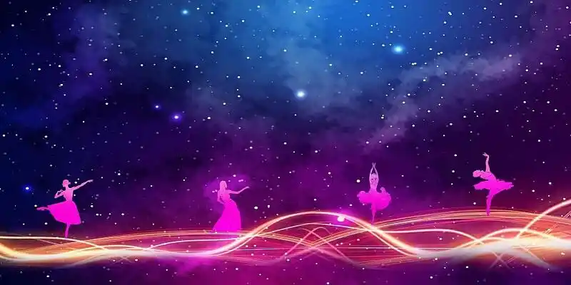 蓝紫色唯美酷炫舞蹈舞蹈人物剪影光晕蓝色星空展板背景