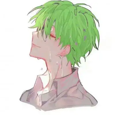 动漫男生绿色头发微信头像