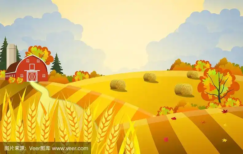 卡通美丽的秋天农场场景