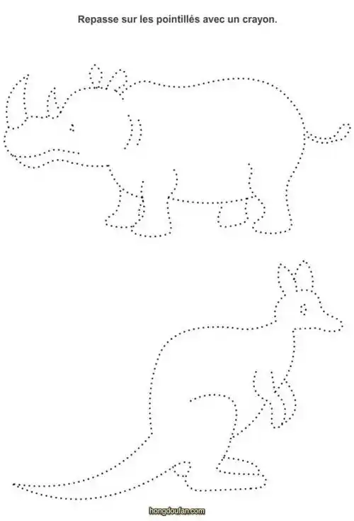 袋鼠和犀牛连线游戏打印图片下载