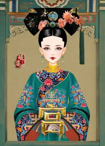 彩虹堂,古风,手绘,美人,清宫