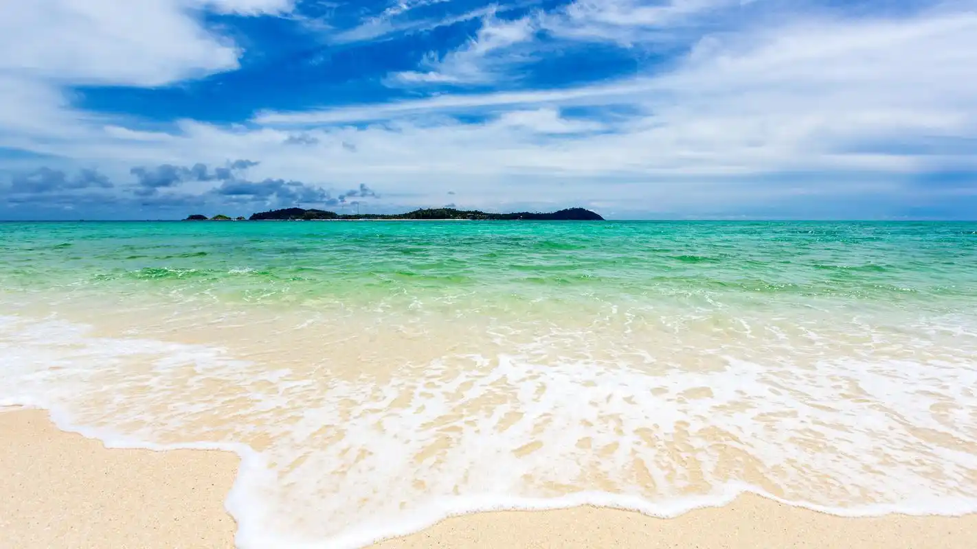 大海唯美沙滩高清宽屏电脑壁纸图片高清大图预览1920x1080_风景壁纸下