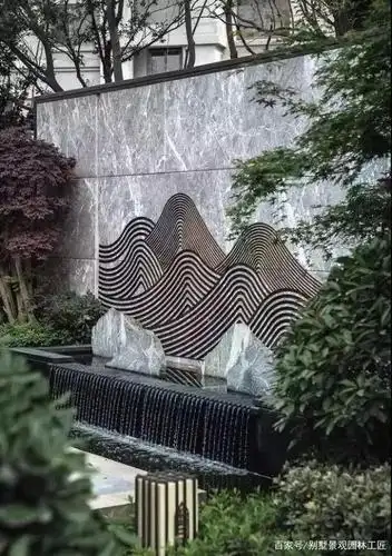 流水景墙的灵动,以柔克刚,你中有我,我中有你,虚实结合,如同乐章的