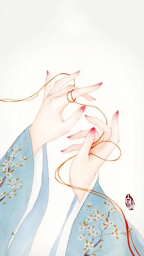 手绘古风美女唯美插画