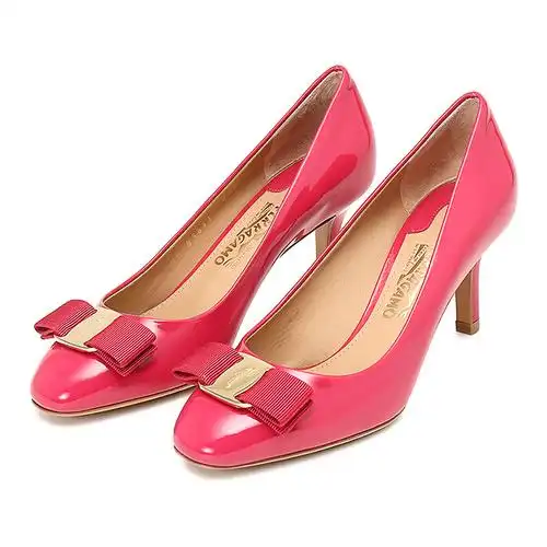 salvatore ferragamo/菲拉格慕 海棠粉色 女士高跟鞋中跟鞋d版 01m763