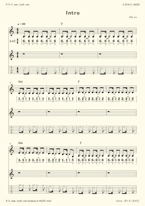 电子琴谱intro