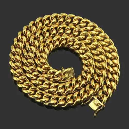 ebay爆款饰品 欧美嘻哈光面迈阿密粗古巴链项链 夜店男士长款配饰