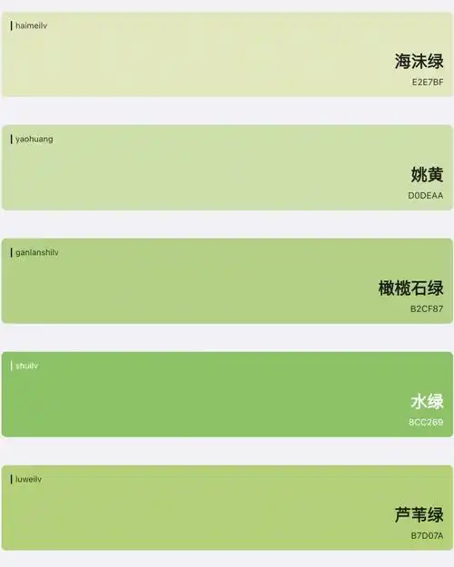 "#一个木函 #好用app #中国传统色 #绿色系 #颜色 #色卡 #梦幻颜色