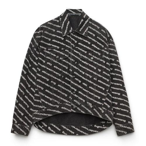 wang 亚历山大·王 女士 服装 21春夏 黑色棉质字母logo印花夹克 女士
