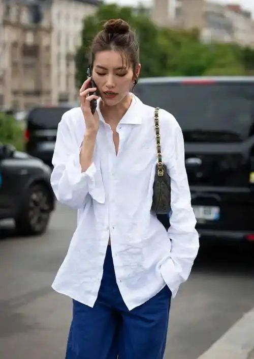 刘雯穿衬衫好牛!