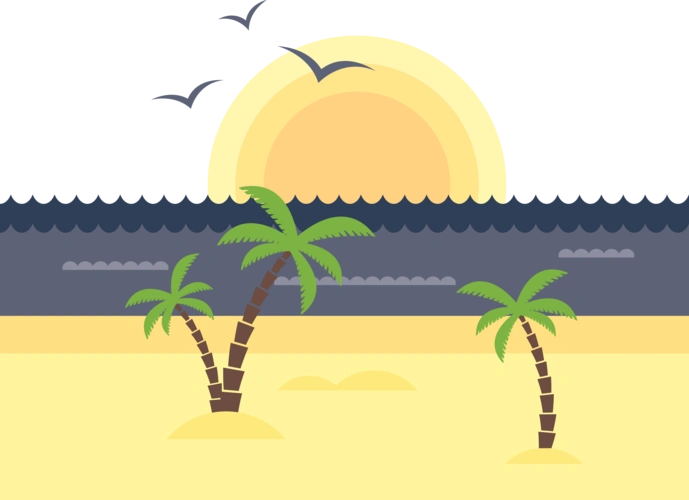 夏天海滩太阳伞晒太阳矢量风装饰插图