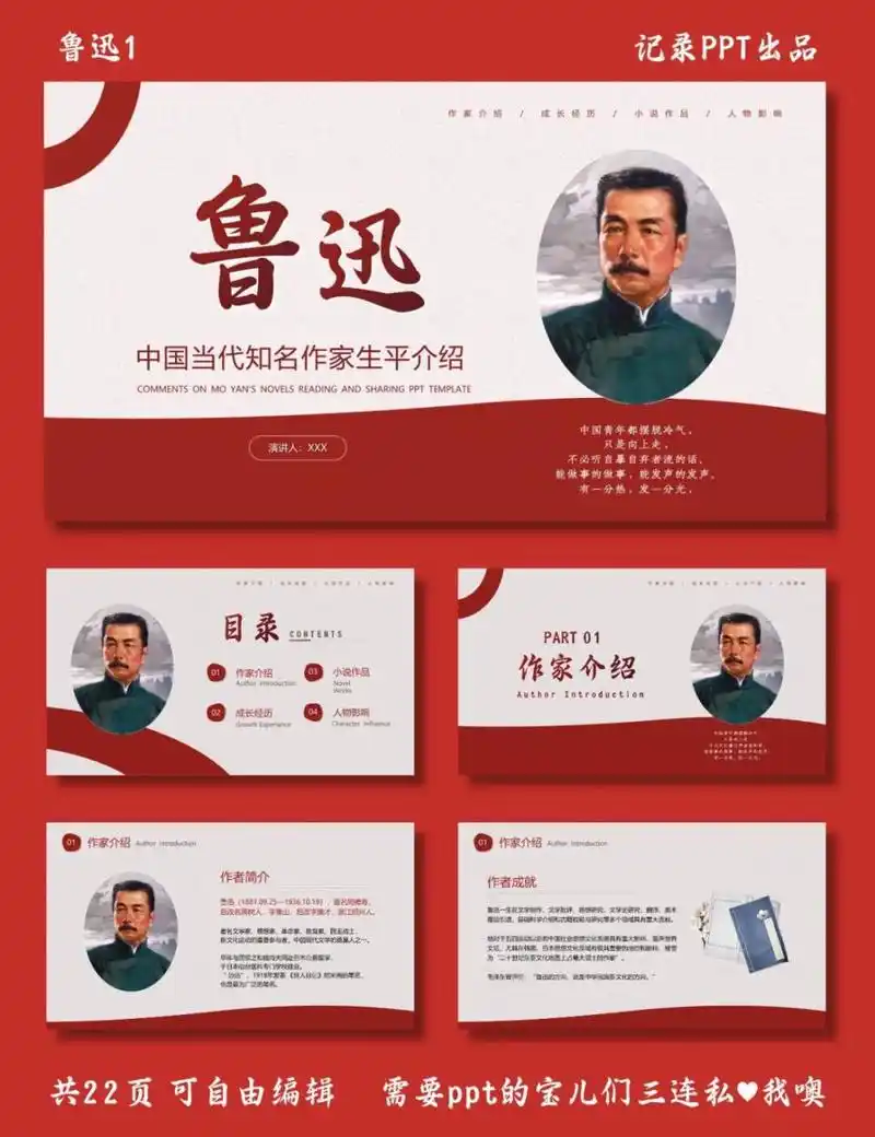鲁迅人物介绍 鲁迅1 ppt模板 #鲁迅# #鲁迅先生# #鲁迅语录# #鲁迅