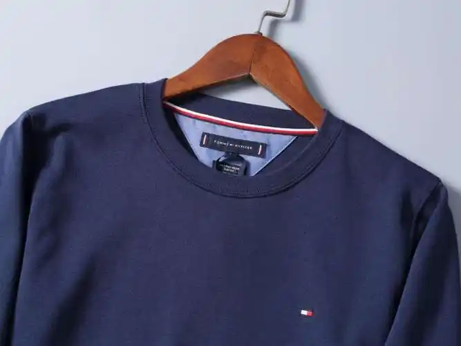 美国高端品牌汤米卫衣男士春秋纯色棉圆领长袖卫衣男长袖t恤白色m