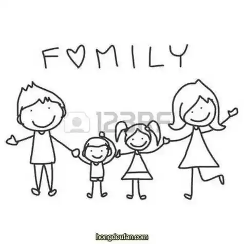 一家五口三胎铅笔人全家福简笔画大全