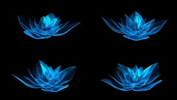 浪漫唯美的蓝色水晶莲花旋转视频素材
