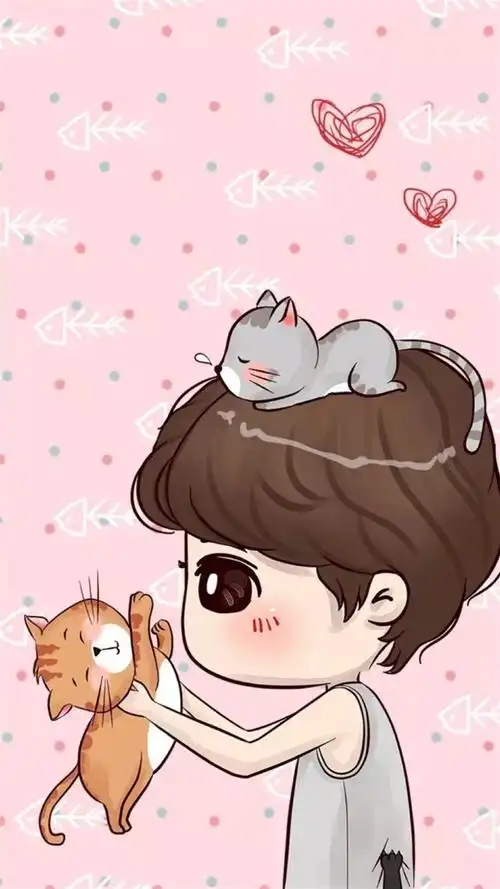 萌萌的q版鹿晗插画高清手机壁纸