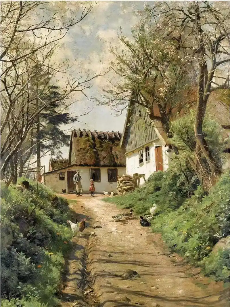 油画风 #最美乡村风景 - 抖音