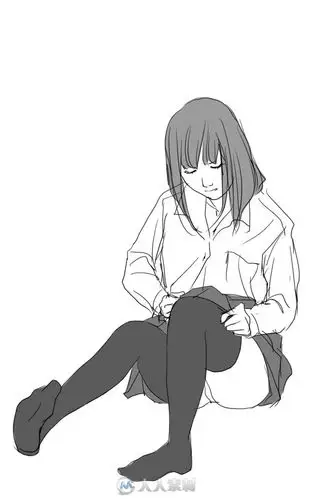 女孩穿衣服手绘动作原画素材