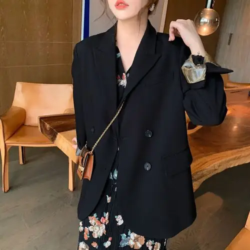 翻驳领后口袋设计感西服 休闲西装外套女