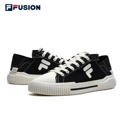 filafusion斐乐官方男子帆布鞋2022夏季新款一脚蹬帆布鞋wallridedx黑