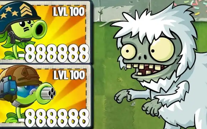 pvz 2 挑战 - 16个植物最高等级对战5只超级雪人小鬼僵尸等级20