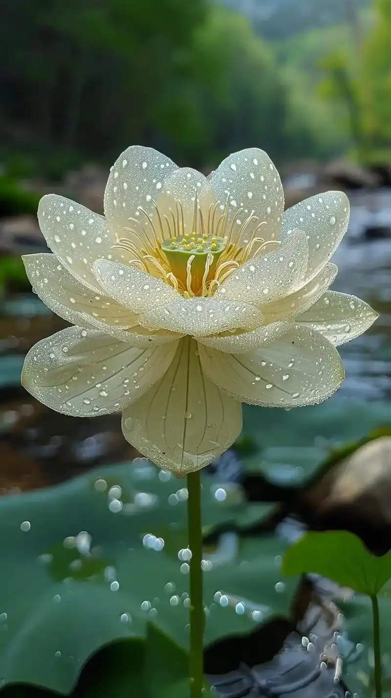 一朵盛开的白色莲花,纯净而美丽