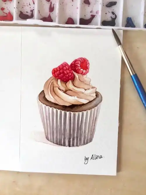 水溶彩铅起稿#水彩美食 #甜品水彩画