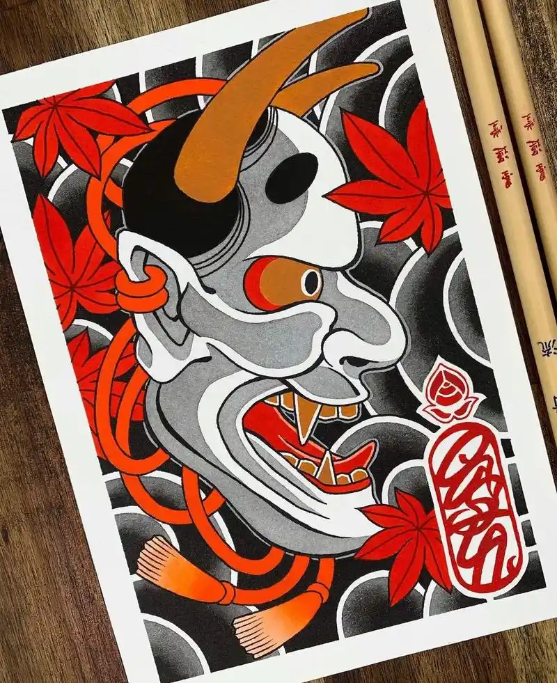 般若枫叶93 #手稿分享 #纹身图案手稿 #日式老传统 #t - 抖音