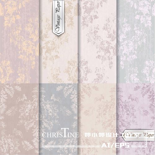 欧式淡雅复古做旧洛可可宫廷背景花纹平铺底纹背景ai平面设计素材