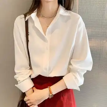 缤慕 缤慕pe时尚女士衬衫女春秋设计感小众职业白衬衣上衣宽松长袖