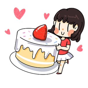 可爱女孩吃草莓蛋糕