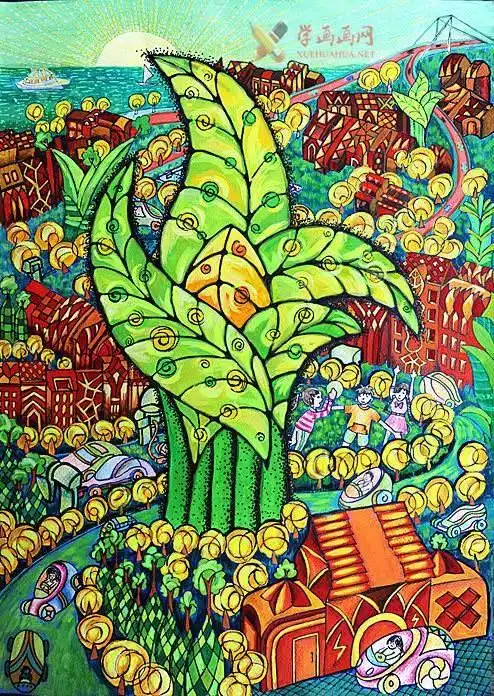 首页 儿童画 科幻画导读:         这幅一等奖科幻画获奖作品的创意