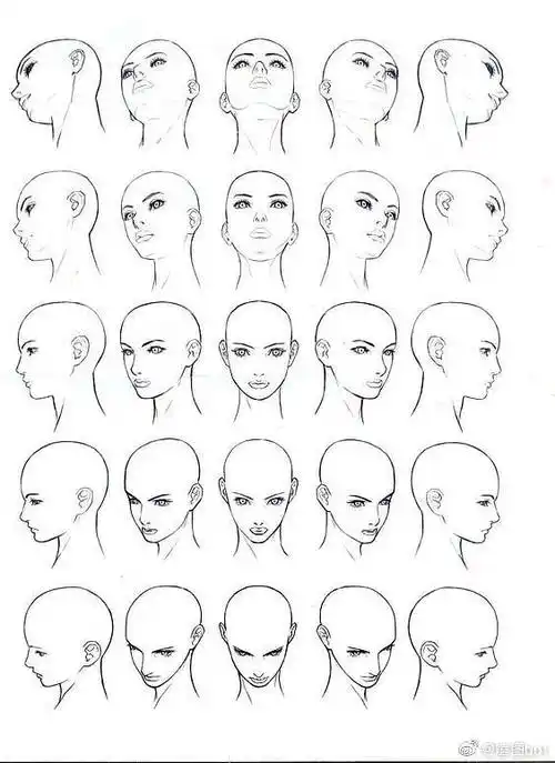 绘画参考头部不同角度的透视画法参考67676767