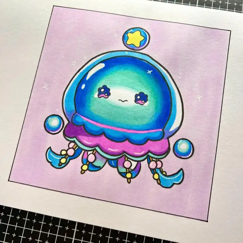 蛋仔派对水母莱莱绘画过程教程来啦～快来一起画吧!#简笔画 # - 抖音