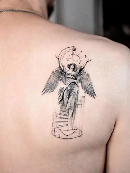 《日月星辰·守护天使》| tattoo | 单针广州