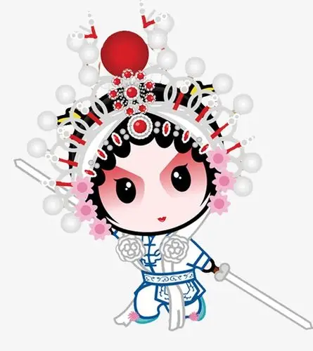 卡通手绘刀马旦戏曲京剧国粹穆桂英挂帅人物