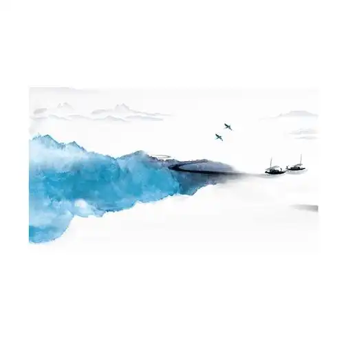 定制新中式电视沙发背景墙大型壁画山水国画创意无缝壁纸墙纸墙布