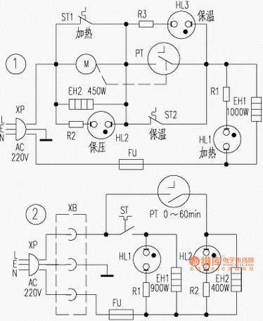 >>两种保温式自动电压力锅原理与维修电路图