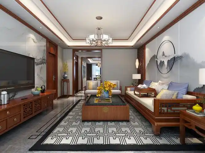 大连装修公司-桃源里-新中式装修效果图-156平_设计