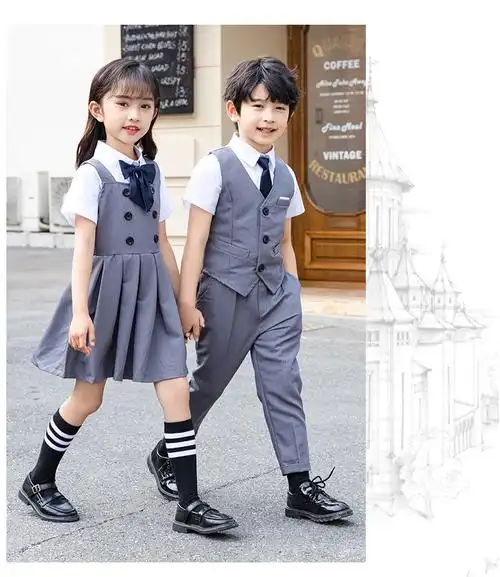 代发小学生校服套装夏季英伦风1到6年级春夏季班服马甲三件套
