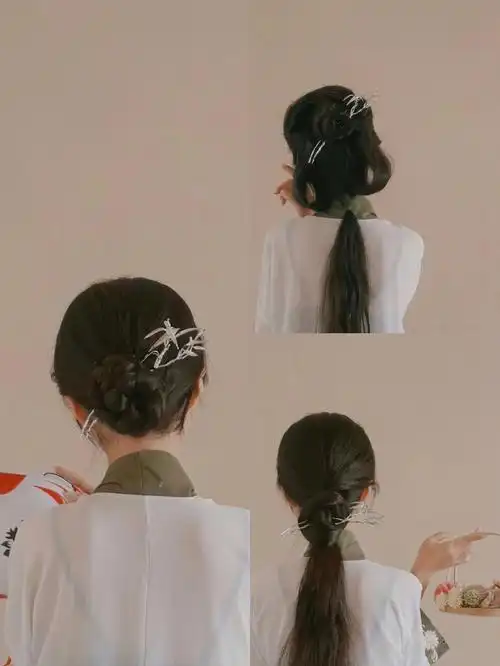 汉服发型和风一起生存和竹子一起过冬