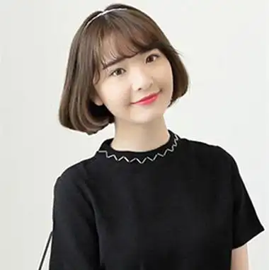 内扣短发空气刘海 空气刘海短发 女生内扣短发发型04