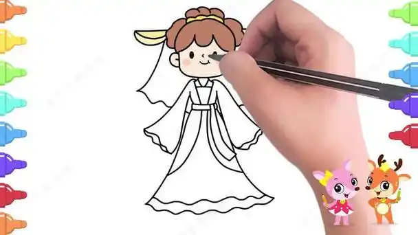 学画可爱的古装小公主,简单又漂亮的古代人物古装公主简笔画图片大全