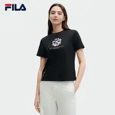 fila斐乐官方女子针织短袖衫2024夏印花时尚休闲t恤短袖