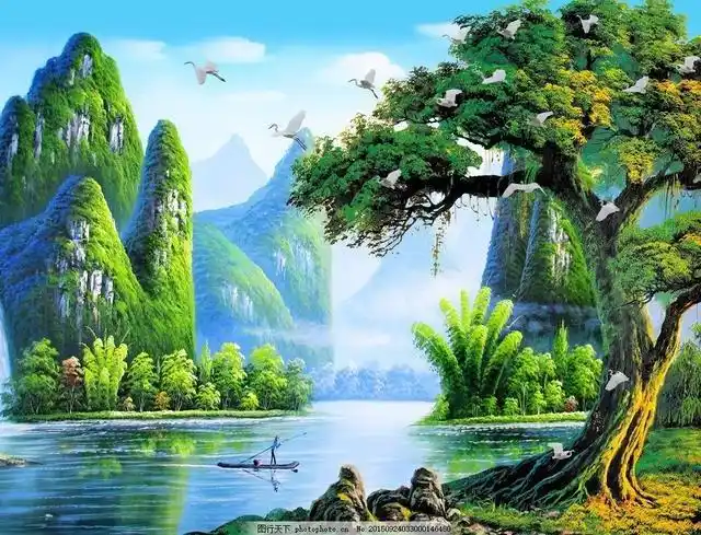 桂林山水花草自然图片